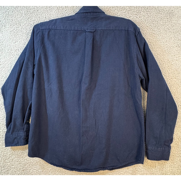Lands End Mens Large Navy Button Down Shirt Cotton Fit - Picture 2 of 11